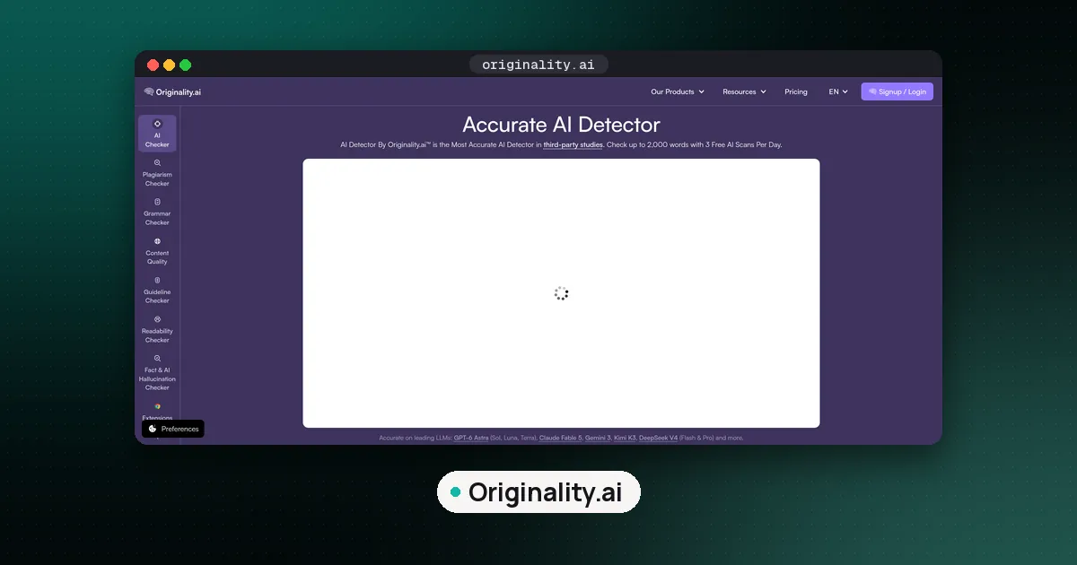 Screenshots of Originality.ai